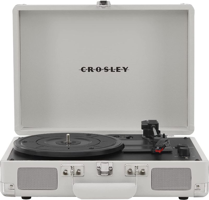 Photo 1 of Crosley CR8005F-WS Cruiser Plus Vintage 3-Speed Bluetooth in/Out Suitcase Vinyl Record Player Turntable, White Sand
