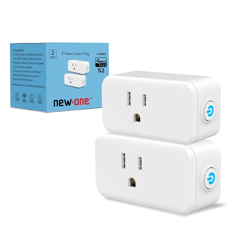 Photo 1 of New One Z-Wave Plug, 15A 500 Series Zwave Smart Plug, Need Z-Wave Hub, Voice Control, Work with Smartthings, Alexa, Google Assistant(2 Pack)
