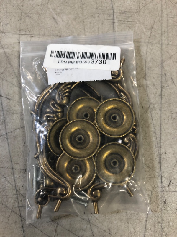 Photo 2 of 4 PCS Vintage Pulls Bronze Drawer Handles Antique Knobs Decorative Floral Ring Hardware for Furniture Cabinet Cupboard Dresser (Length:3-3/4", Height:1-1/2", Mounting Hole Space:2-3/4") Small