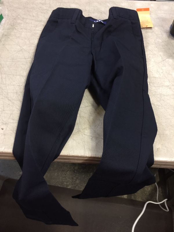 Photo 2 of French Toast Boys' Adjustable Waist Relaxed Fit Pant (Standard & Husky), Navy Blue, 8 Slim