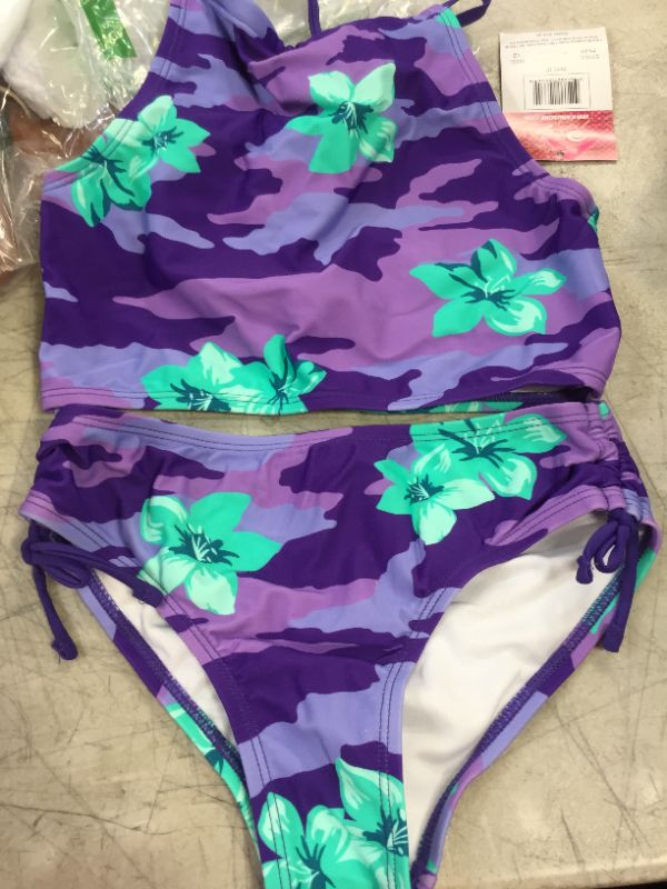 Photo 2 of Kanu Surf Girls' Daisy UPF 50+ Beach Sport Halter Tankini 2-Piece Swimsuit - SIZE 12 Rylie Purple