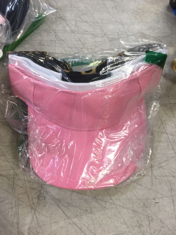 Photo 2 of AZJ Sun Visor Hats for Women Men Adjustable UV Protection Outdoor Sports Golf Running Sun Caps… Black,white,pink,leopard