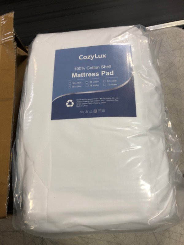 Photo 2 of Cozylux Twin XL Cotton Mattress Pad Deep Pocket Quilted Mattress Cover Extra Long for College Dorm PillowTop Mattress Protector Up to 20", Fitted Sheet Mattress Cover, 39x80 inches, White White Twin XL (39x80 inches)