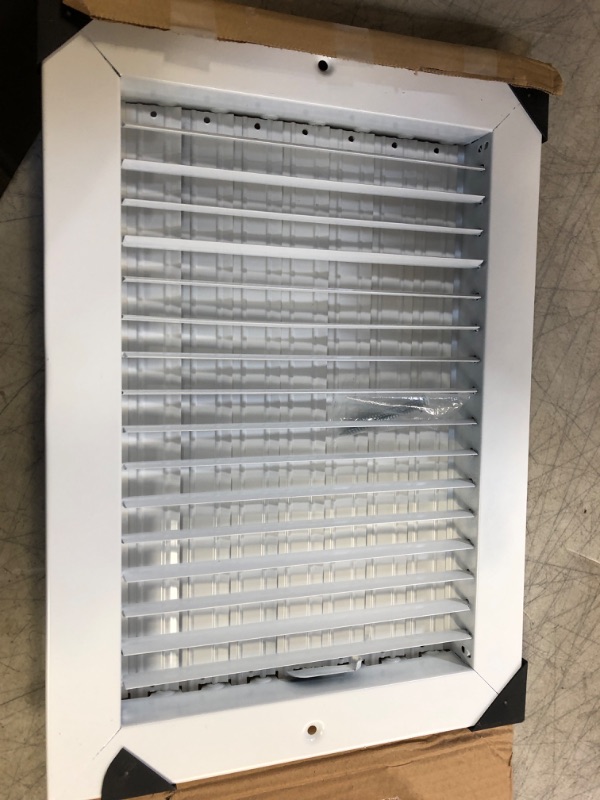 Photo 2 of 12"w X 8"h Adjustable AIR Supply Diffuser - HVAC Vent Cover Sidewall or Ceiling - Grille Register - High Airflow - White [Outer Dimensions: 13.75"w X 9.75"h] 12 X 8 White
