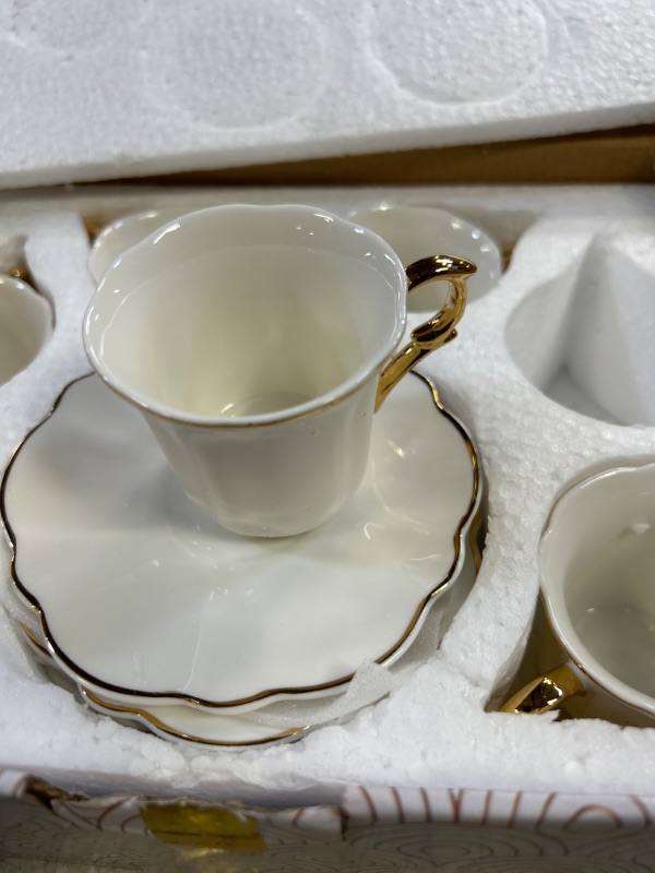 Photo 2 of 12 PIECE- TEA CUP SET -WHITE /GOLD TRIM