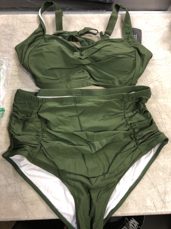 Photo 1 of 2 PIECE BIKINI-HIGH WAISTED- DARK GREEN
SIZE-XXL