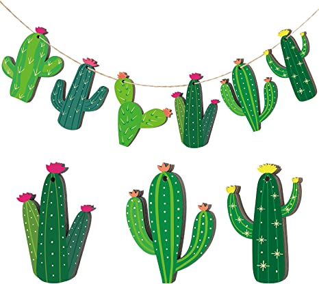 Photo 1 of 24 Pieces Cactus Cutouts Wooden Ornaments Little Wooden Cactus DIY Cactus Decor Green Cactus Decorations Hanging Embellishments for Birthday Party Room Bedroom
