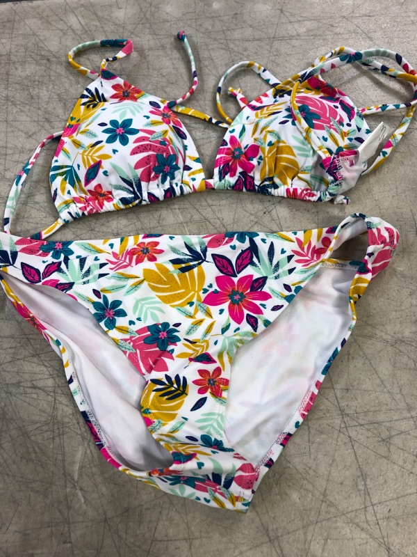 Photo 1 of 2 PIECE BIKINI-WHITE/FLOWERS
SIZE-LARGE