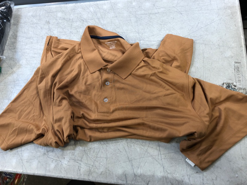Photo 2 of Amazon Essentials Men's Regular-Fit Quick-Dry Golf Polo Shirt (Available in Big & Tall) Polyester Tan 
SIZE-XX-Large
