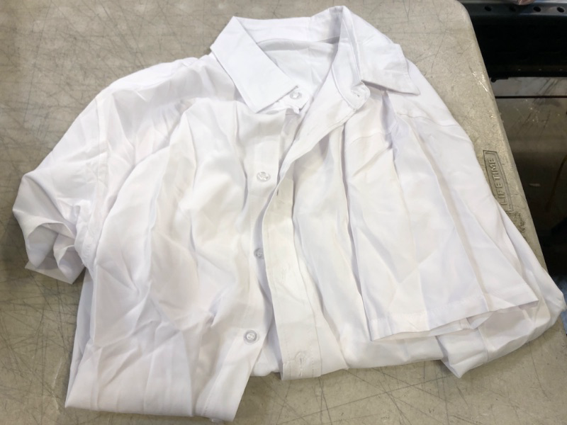 Photo 1 of  SHORT SLEEVE BUTTON UP COLLAR SHIRT -WHITE
SIZE MEDIUM