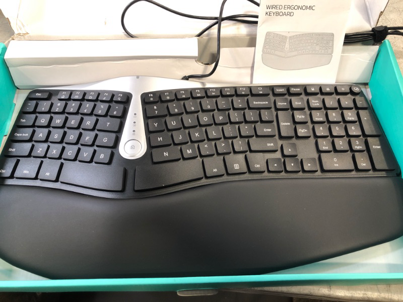 Photo 2 of Nulea Ergonomic Keyboard, Wired Split Keyboard with Pillowed Wrist and Palm Support, Featuring Dual USB Ports, Natural Typing Keyboard for Carpal Tunnel,...
