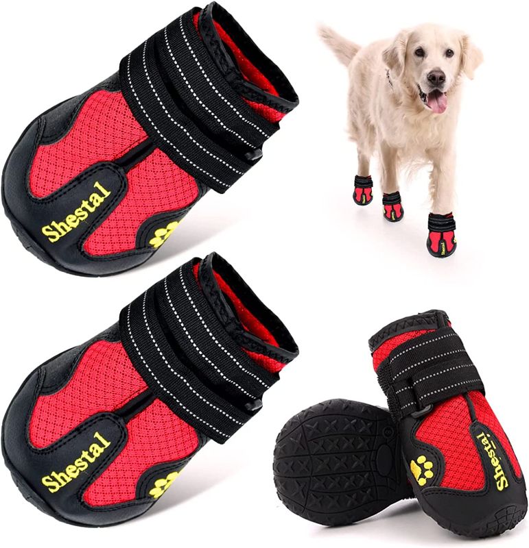 Photo 1 of Dog Boots Paw Protectors, Dog Shoes for Large Dogs Winter Snow, Extra Large Dog Booties for Outdoor/Running/Hiking/Hot Pavement, Straps, Non-Slip, 4Pcs (Red...
SIZE 8
