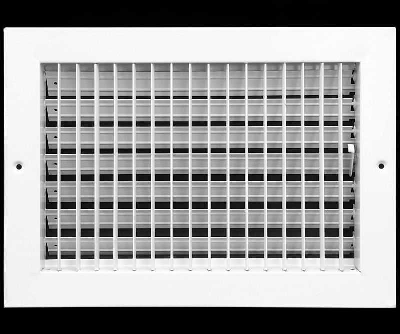 Photo 2 of 12"w X 8"h Adjustable AIR Supply Diffuser - HVAC Vent Cover Sidewall or Ceiling - Grille Register - High Airflow - White [Outer Dimensions: 13...
