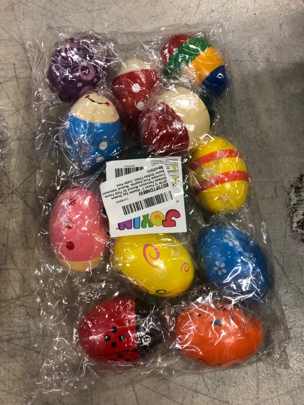 Photo 2 of JOYIN 12 Pieces 3" Wooden Egg Shakers Maracas Percussion Musical for Party Favors, Classroom Prize Supplies, Musical Instrument, Basket Stuffers Fillers, Easter Hunt