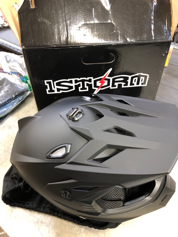 Photo 3 of 1Storm Adult Motocross Helmet BMX MX ATV Dirt Bike Four Wheeler Quad Motorcycle Full Face Helmet Racing Style: HF801 Matt Black Matt Black Medium