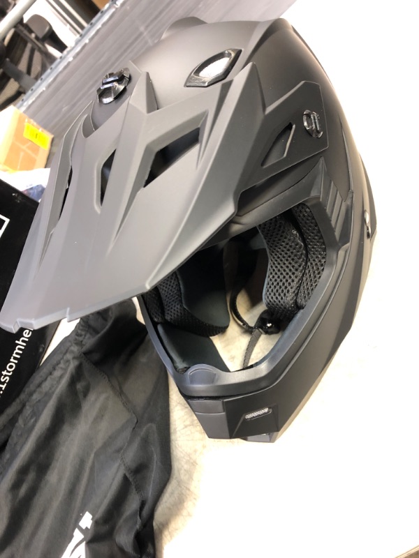 Photo 2 of 1Storm Adult Motocross Helmet BMX MX ATV Dirt Bike Four Wheeler Quad Motorcycle Full Face Helmet Racing Style: HF801 Matt Black Matt Black Medium