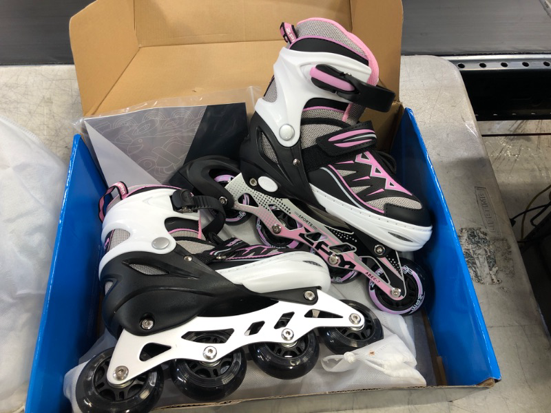 Photo 2 of 2PM SPORTS Cytia Pink Girls Adjustable Illuminating Inline Skates with Light up Wheels, Fun Flashing Beginner Roller Skates for Kids Pink Medium - Big Kid (13C-3 US)