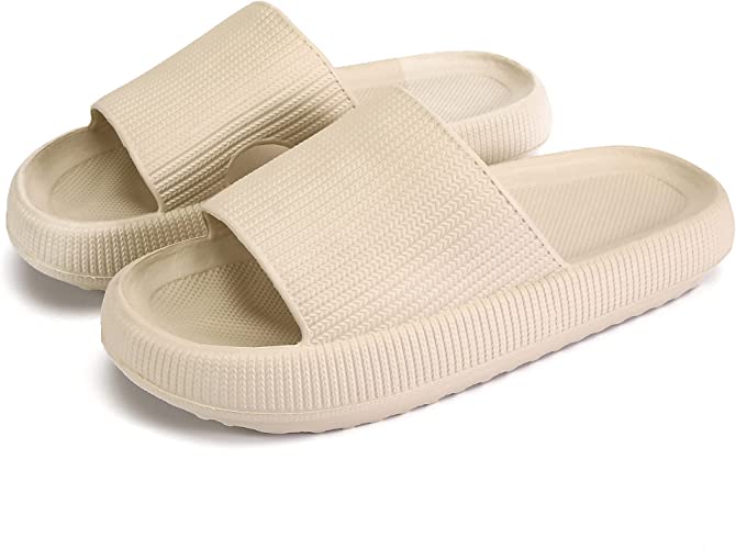 Photo 1 of Cloud Slippers for Women and Men, Massage Shower Bathroom Non-Slip Quick Drying Open Toe Super Soft Comfy Thick Sole Home House Cloud Cushion Slide Sandals for Indoor & Outdoor Platform Shoes- SIZE 8.5/9
