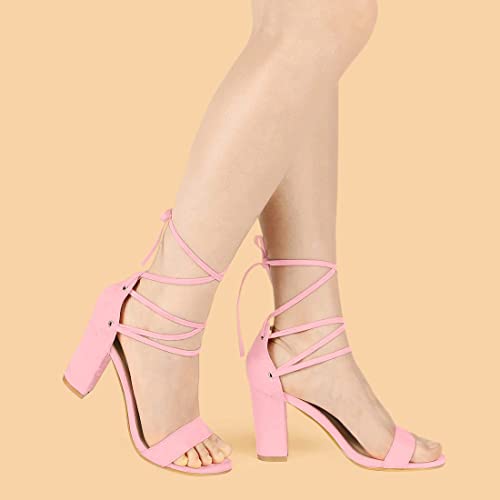 Photo 1 of Allegra K Women's Tie Up Strappy Heels Chunky High Heels Sandal- size 7
