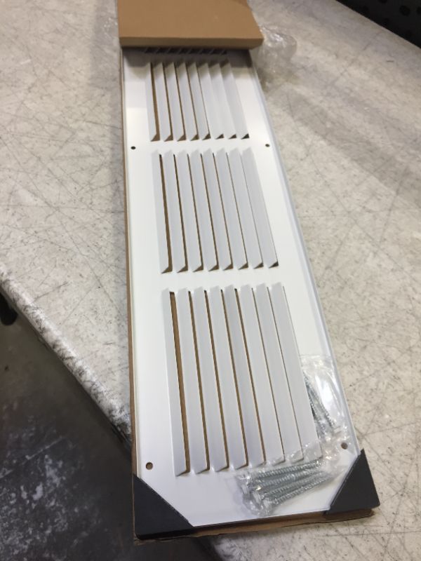 Photo 2 of 24"w X 4"h Steel Return Air Grilles - Sidewall and Ceiling - HVAC Duct Cover - White [Outer Dimensions: 25.75"w X 5.75"h] 24 X 4 White