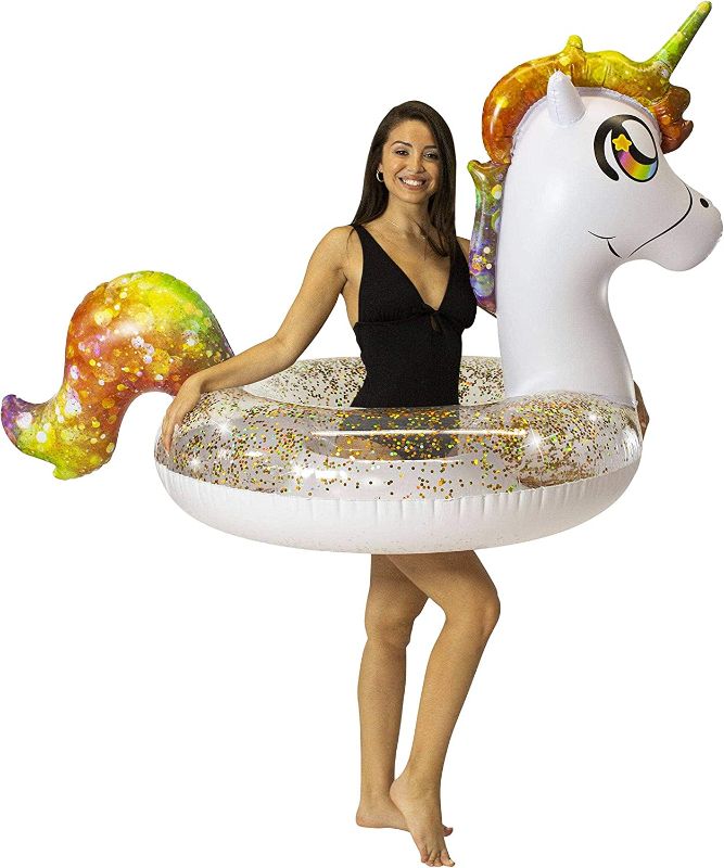 Photo 1 of Poolcandy Jumbo 48" Unicorn Pool Tube, Stylish, Ultra Durable, Easy-Inflate PVC Pool Tube, Great for Pool, Beach, Lake, River, Perfect for Kids and Adults