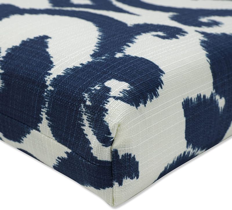 Photo 2 of 1 Pillow Perfect - 500126 Outdoor/Indoor Basalto Navy Square Corner Seat Cushion, 18.5 in. L X 16 in. W X 3 in. D, Blue