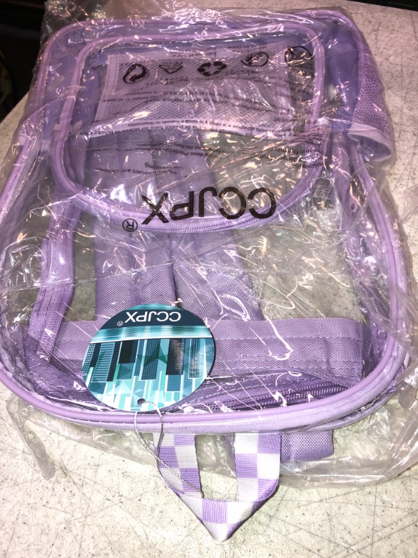 Photo 1 of Clear Backpack, Transparent Bookbag Heavy Duty See Through Backpacks for Women - Purple