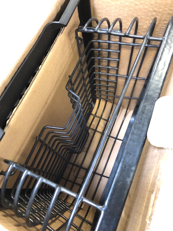 Photo 2 of TQVAI Kitchen Dish Drainer Rack with Drying Board and Full-Mesh Silverware Utensils Holder, Black