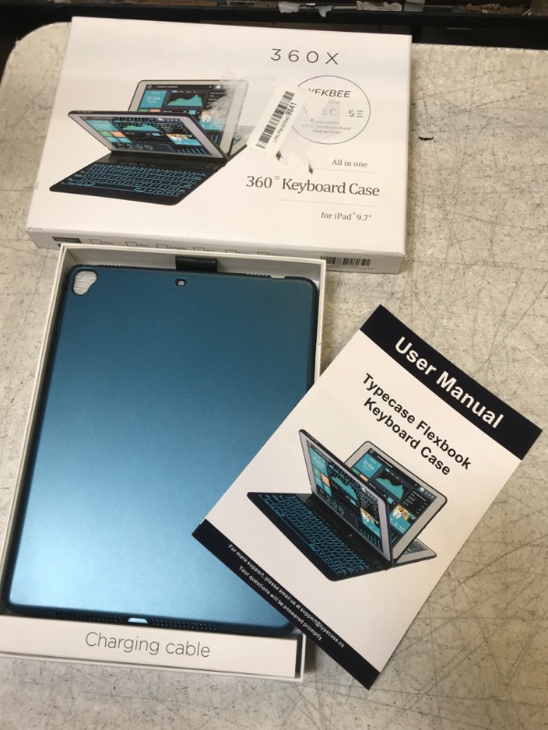 Photo 2 of iPad Keyboard Case for iPad 2018 (6th Gen) - iPad 2017 (5th Gen) - iPad Pro 9.7 - iPad Air 2 & 1 - Thin & Light - 360 Rotatable - Wireless/BT - Backlit 10 Color - iPad Case with Keyboard (Pacific) Pacific Blue