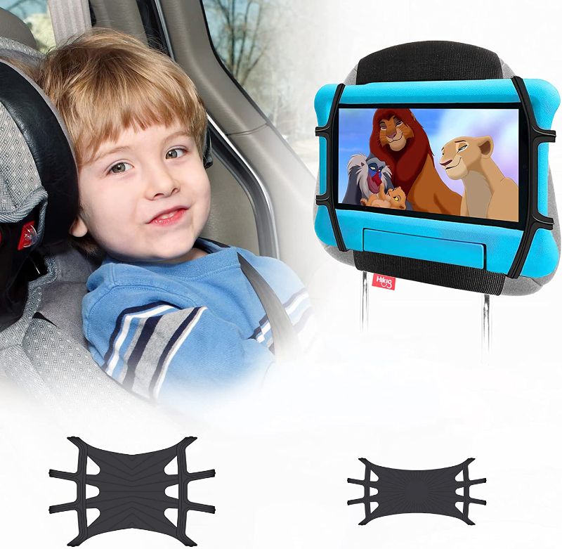 Photo 1 of Hikig Car Headrest Mount Holder, Tablet Holder for Kids in Back Seats, Anti-Slip Strap and Silicone Holding Net,Angle-Adjustable, Universal Car Mount Fits All 3.5-12 Inch Tablets - Upgraded 1 Pack