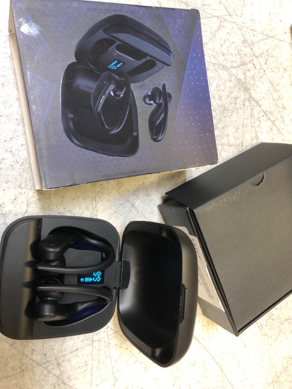 Photo 2 of fojep Wireless Earbuds Bluetooth Headphones 100hrs Play Back Sport Earphones Built in Noise Cancellation Mic with Charging Case Digital Display, Sweatproof Stereo Sound Headphones with Over Earhooks