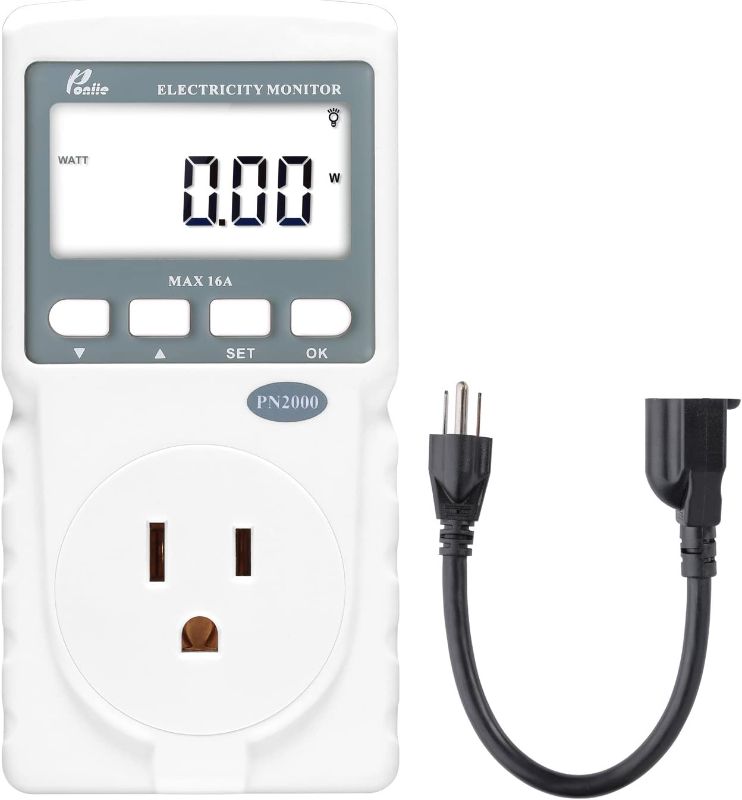 Photo 1 of Poniie PN2000 Plug-in Kilowatt Electricity Usage Monitor Electrical Power Consumption Watt Meter Tester w/Extension Cord