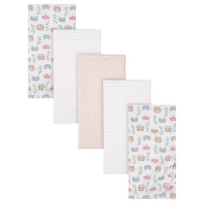 Photo 1 of Gerber 5-Pack Woodland Flannel Blankets in White