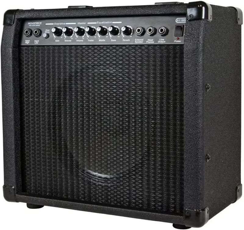 Photo 1 of Monoprice 1x10 Guitar Combo Amplifier - Black, 40-Watt, Spring Reverb, 10-Inch 4-Ohm Speaker, High & Low Inputs, Headphone Output 