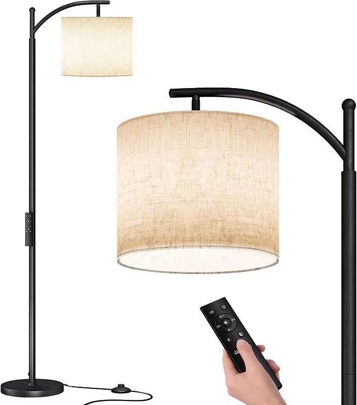 Photo 1 of SUNMORY Arc Floor Lamp, Modern Floor Lamp with Romote Control and Stepless Dimmable Bulb, Metal Standing Lamps with Hanging Lampshade for Living Room,...
