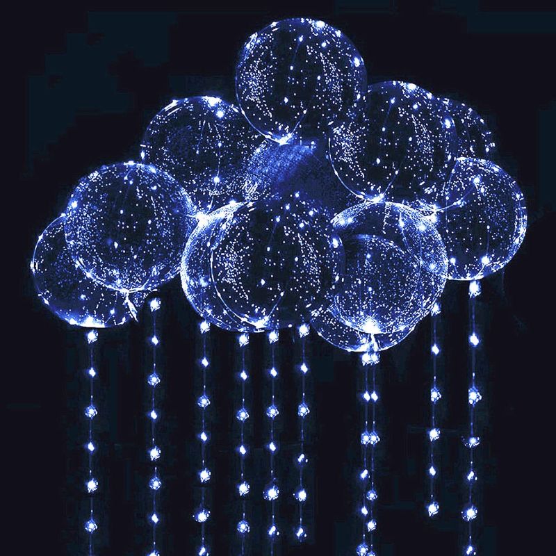 Photo 1 of 10 PACKS LED Bobo Balloons,Transparent LED Light Up Balloons,Helium Style Glow Bubble Balloons with String Lights for Party Birthday Wedding Festival Decorations (White)
