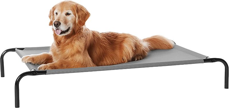Photo 1 of Amazon Basics Cooling Elevated Dog Bed with Metal Frame, Large, 51 x 31 x 8 Inches, Grey
