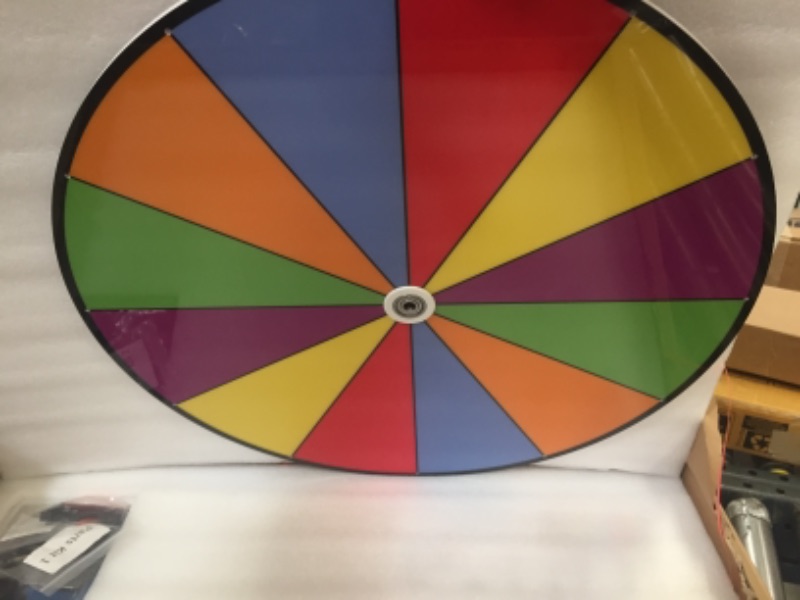 Photo 2 of 24 Inch Spinning Wheel, 12 Slots Color Prize Wheel with Gooseneck Tray, Dry Erase Marker & Eraser, Heavy Duty Spin Wheel for Tabletop or Floor, Roulette Wheel of Fortune for Carnival Game, Trade Show Colors 24inch