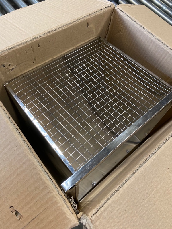 Photo 2 of 8 Inch Wall Vent Cover Stainless Steel Exhaust Vent Dryer Vent Cover Outdoor, Exhaust Hood Vent with Rain Cover, 12” x 12” Square Dryer Vent Cover with Screen Mesh