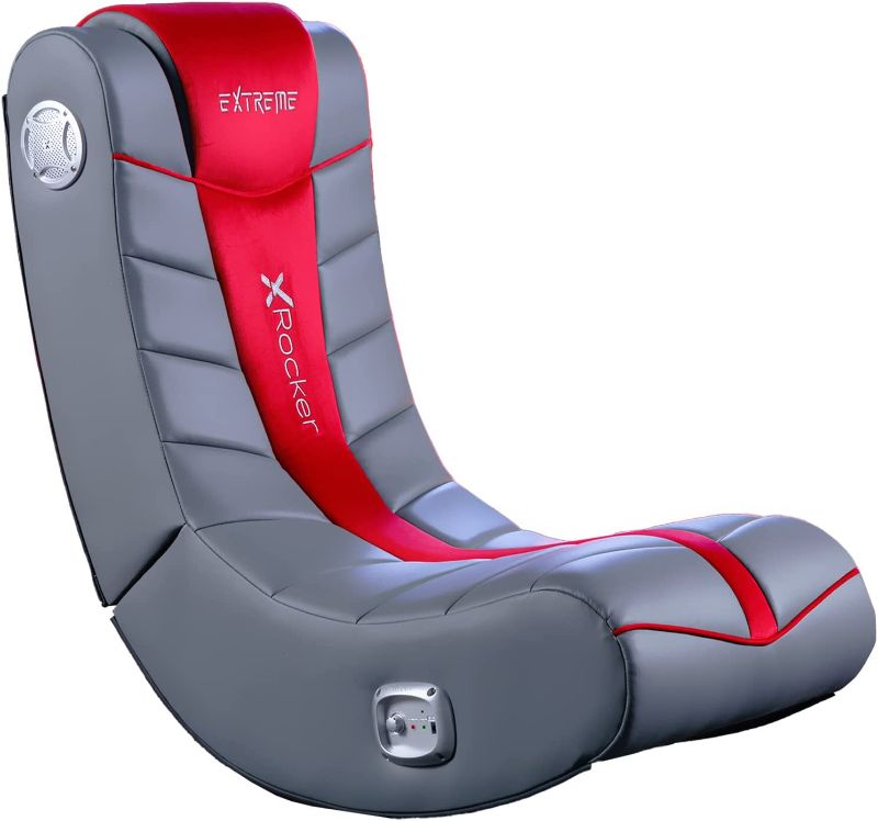 Photo 1 of X Rocker Chair Modern, Wired, & Bluetooth-Compatible with All Major Gaming Consoles, Mobile, TV, PC, Smart Devices, 26 x 17.5 x 17, Grey & Red
