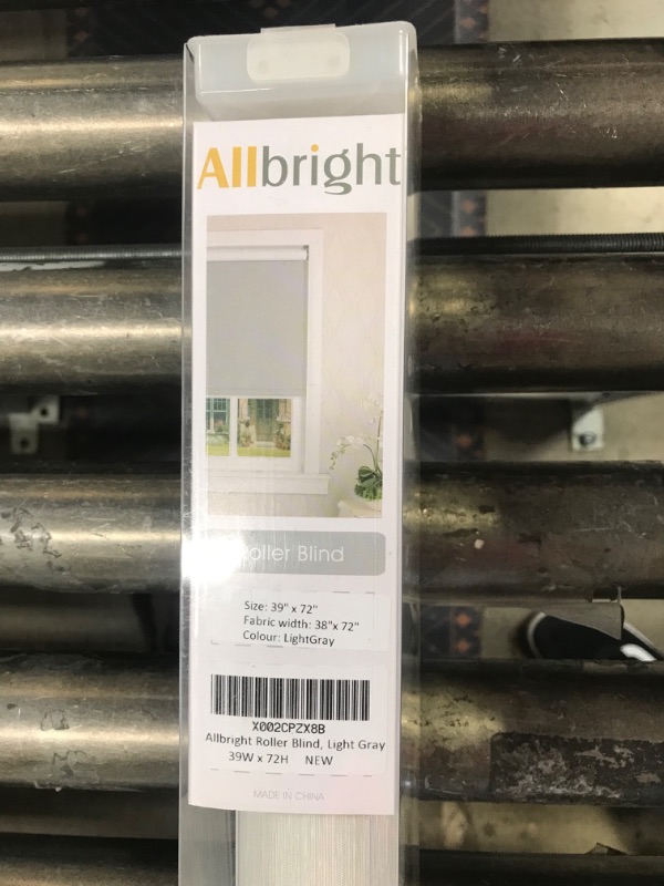 Photo 2 of ALLBRIGHT Thermal Insulated Fabric 100% Blackout UV Protection Striped Jacquard Roller Shades for Windows,Easy to Install (LightGray, 39'') Lightgray 39"