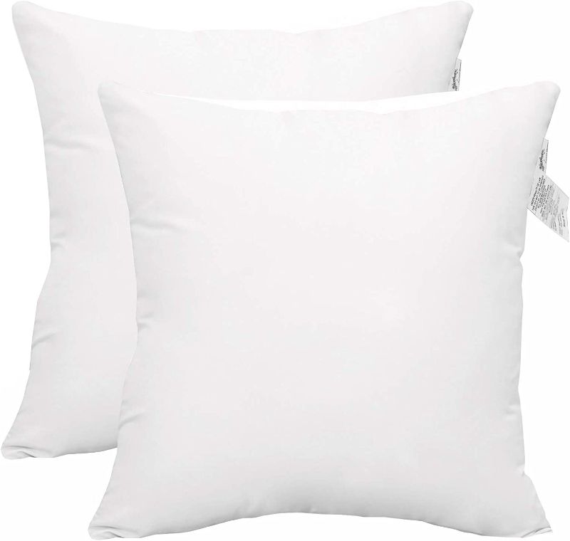 Photo 1 of 18x18 Pillow Inserts (Pack of 2) Hypoallergenic Throw Pillows Forms | White Square Throw Pillow Insert | Decorative Sham Stuffer Cushion Filler for Sofa, Couch, Bed & Living Room Decor