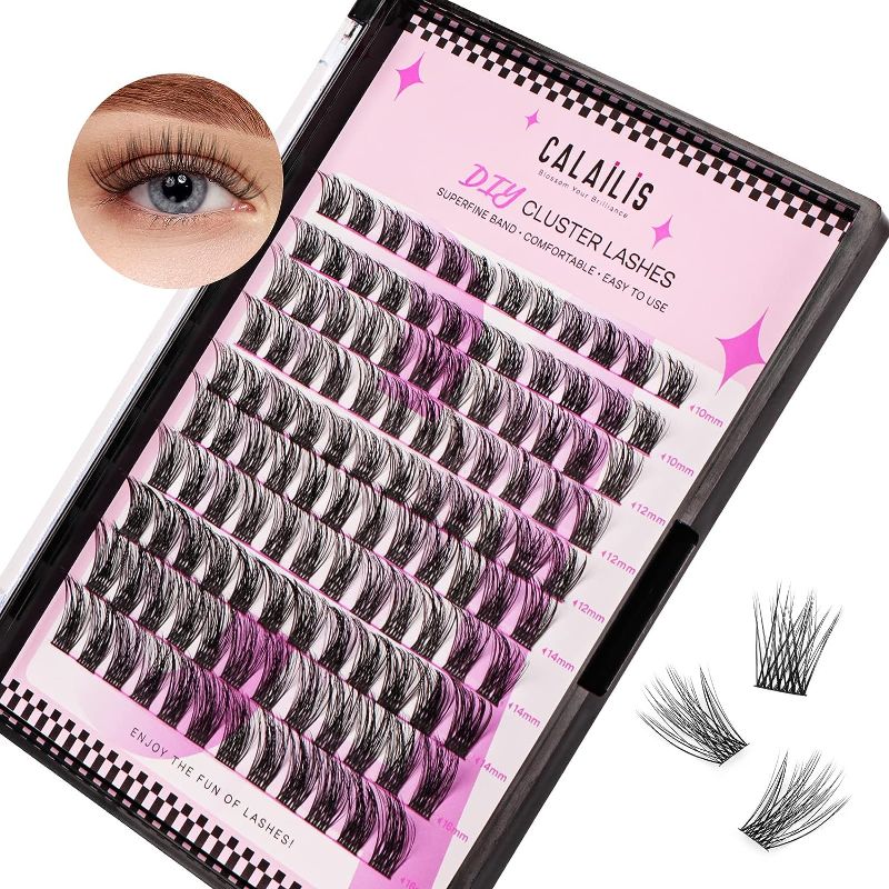 Photo 1 of Lash Clusters,CALAILIS Cluster Lashes 120Pcs Individual Lashes Mega Volume Superfine Brand and Soft DIY Eyelash Extension Natural Look Reusable Wispy Eyelash Clusters (Style3 MIX Black Brand)
