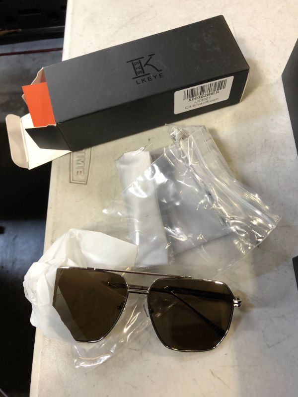 Photo 1 of LKEYE RETRO VINTAGE OVERSIZED TRENDY SUNGLASSES SILVER/BROWN