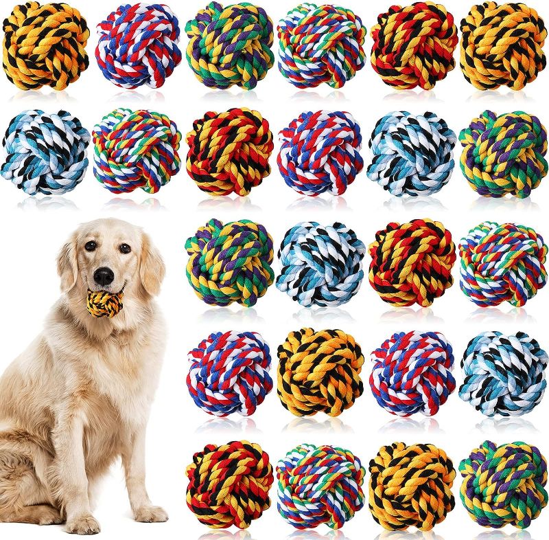 Photo 1 of Hosuly 24 Pieces Dog Toys for Aggressive Chewers Rope Ball Toy for Puppy Medium Large Dogs Chewing Teething Clean Training Dog Chew Enrichment Toys
