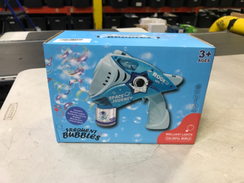 Photo 1 of Bubble Machine with Lights-64 Hole Rocket Boom Bubble Blower for Kids Giant Bubble Maker Rocket Launcher Bubble Machine Blaster,8000+ Bubbles per Min for Adults Party Birthday (SpaceBlue)
