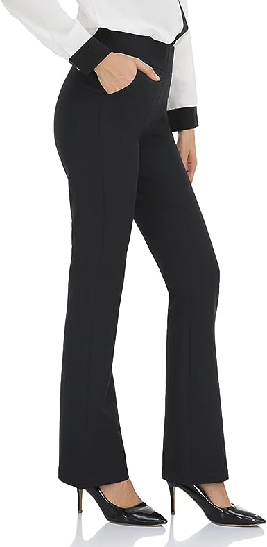 Photo 1 of Agenlulu High Waisted Pants for Women - 4 Way Stretch Comfy Non See Through Bootcut Yoga Dress Pants Sweat Pants Women Casual, BLACK (SIZE MEDIUM)