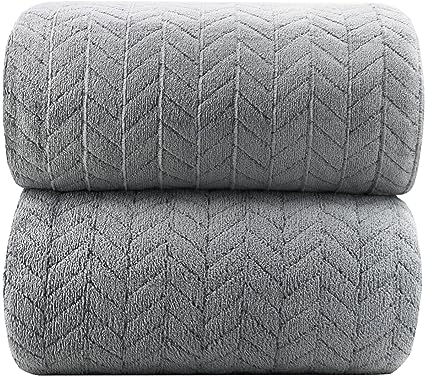 Photo 1 of 2 PCS THROW BLANKET, SOFT FUZZY - GRAY 