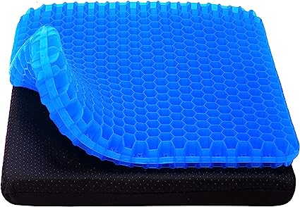 Photo 1 of Gel Seat Cushion, Cooling seat Cushion Thick Big Breathable Honeycomb Design Absorbs Pressure Points Seat Cushion with Non-Slip Cover Gel Cushion for Office Chair Home Car seat Cushion for Wheelchair