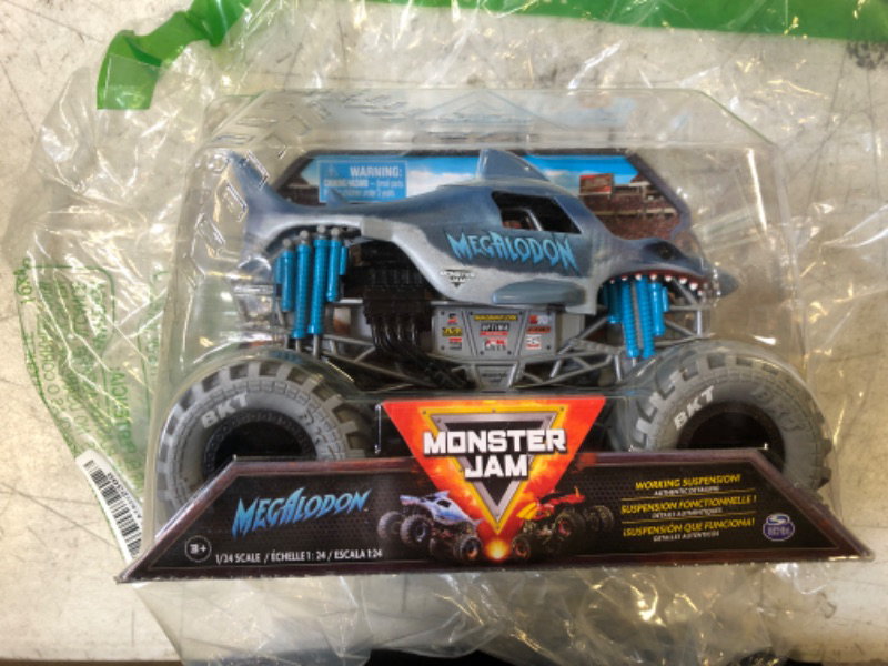 Photo 2 of Monster Jam, Official Megalodon Monster Truck, Collector Die-Cast Vehicle, 1:24 Scale, Kids Toys for Boys Ages 3 and up